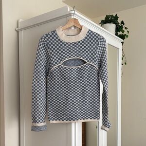 Checkered Blue and Cream Sweater